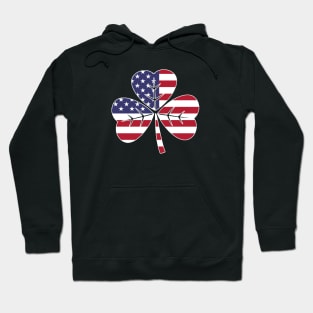 Irish American Pride - Shamrock with American Flag (stars and stripes) Hoodie